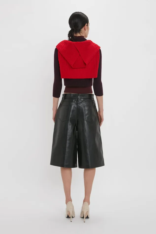 Trousers and Shorts Women Victoria Beckham Leather Bermuda Short In Black
