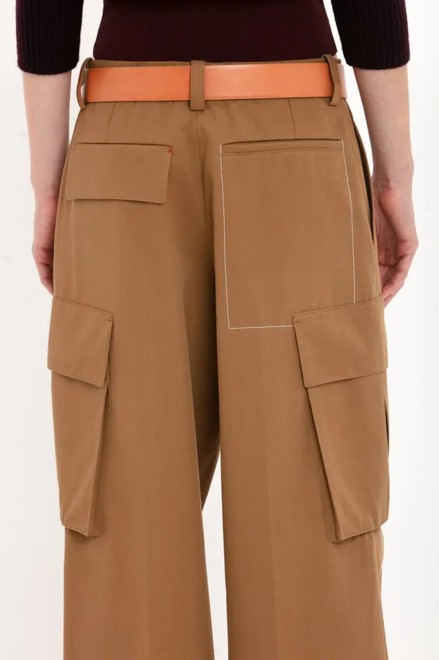 Trousers and Shorts Women Victoria Beckham Relaxed Cargo Trouser In Tobacco