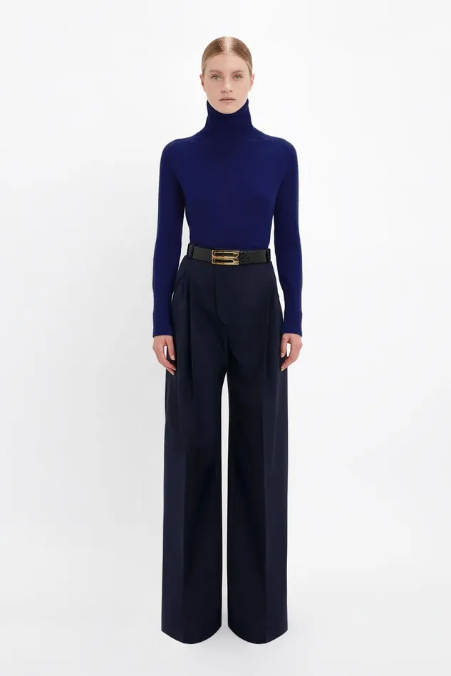 Trousers and Shorts Women Victoria Beckham Wide Leg Trouser In Midnight