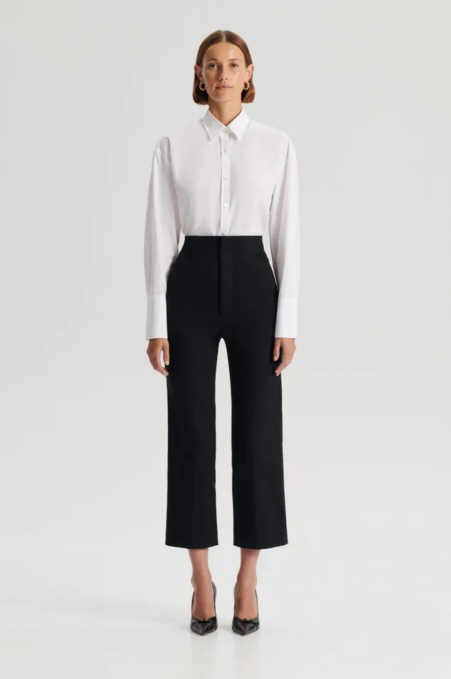 Trousers Women Scanlan Theodore MERCERISED COTTON TROUSER Black