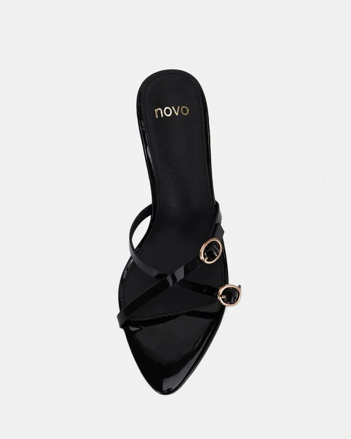 VALKYRIE Black Patent Mules Women Party NOVO Shoes