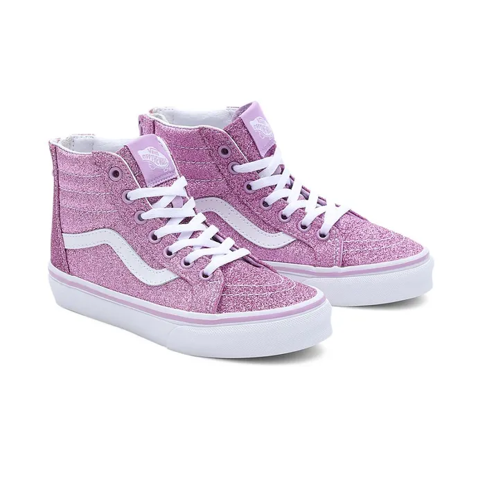 Vans Classics Kids Glitter Sk8Hi Zip Shoes 48 Years Purple
