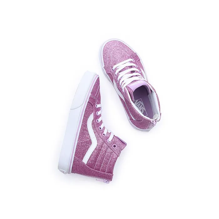 Vans Classics Kids Glitter Sk8Hi Zip Shoes 48 Years Purple