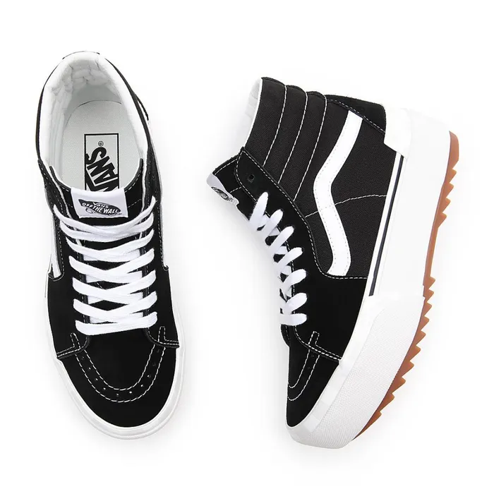 Vans HiTop Shoes Women SuedeCanvas Sk8Hi Stacked Shoes Black