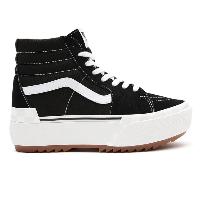 Vans HiTop Shoes Women SuedeCanvas Sk8Hi Stacked Shoes Black