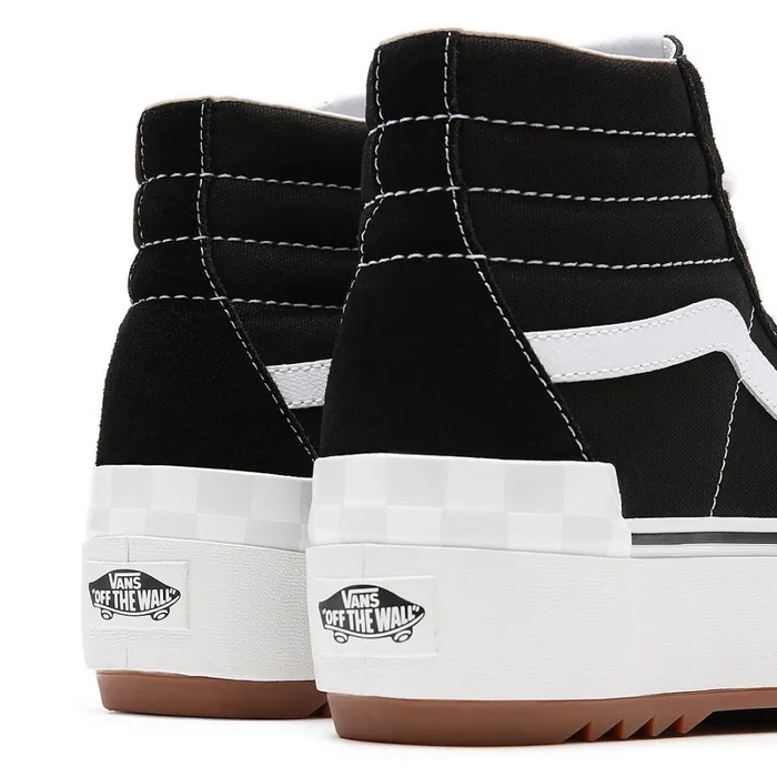 Vans HiTop Shoes Women SuedeCanvas Sk8Hi Stacked Shoes Black
