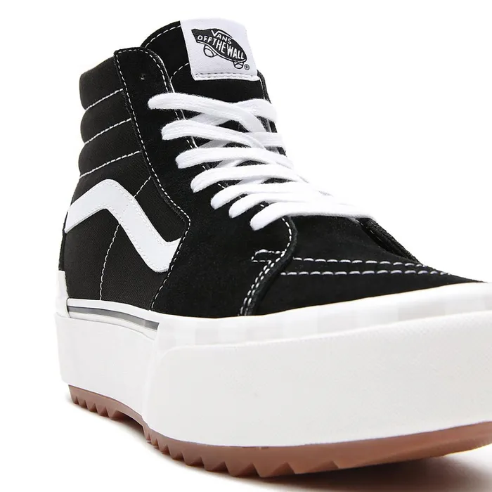 Vans HiTop Shoes Women SuedeCanvas Sk8Hi Stacked Shoes Black