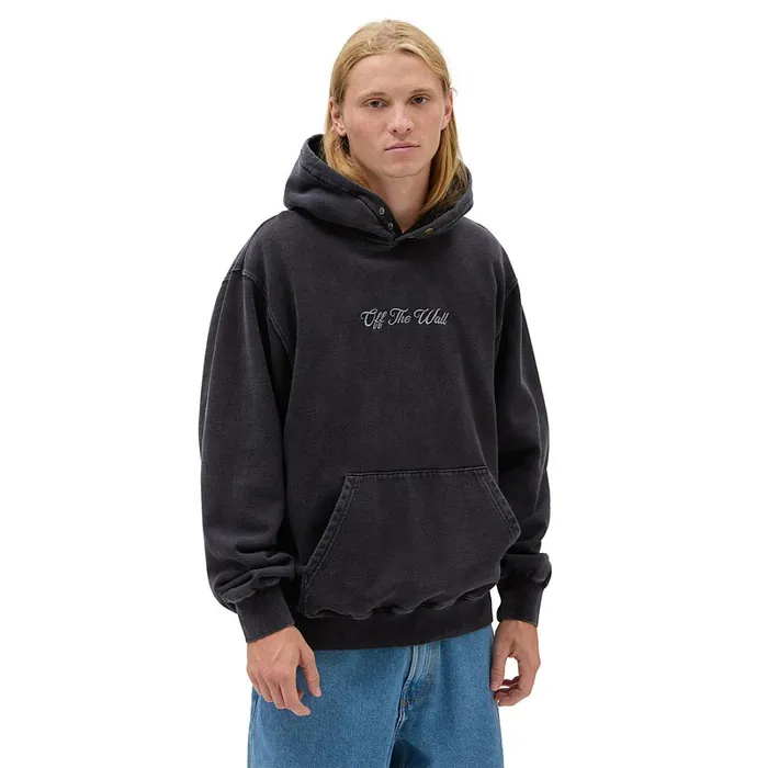 Vans Hoodies and Sweatshirts Men Scripted Double Snap Loose Pullover Hoodie Black