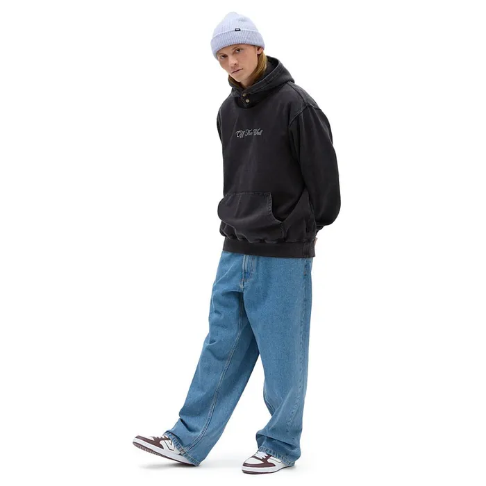 Vans Hoodies and Sweatshirts Men Scripted Double Snap Loose Pullover Hoodie Black