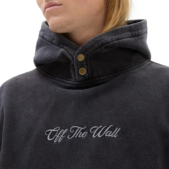 Vans Hoodies and Sweatshirts Men Scripted Double Snap Loose Pullover Hoodie Black