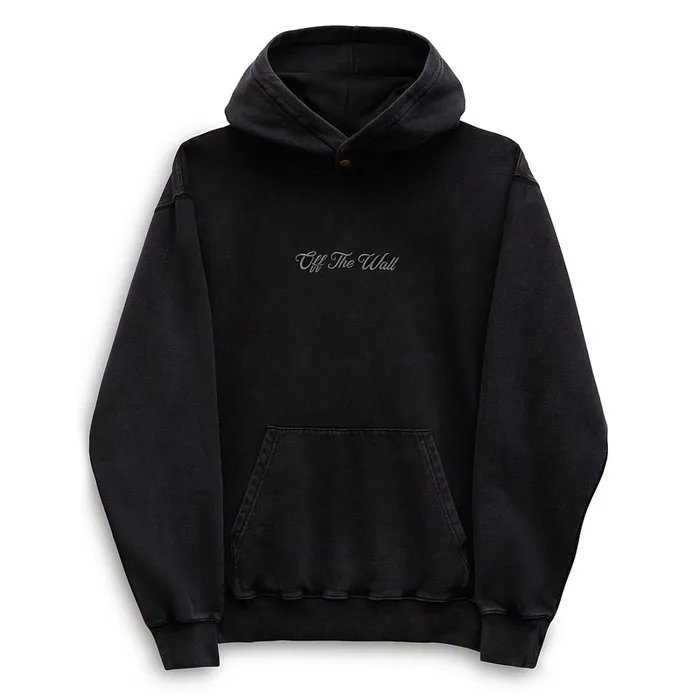Vans Hoodies and Sweatshirts Men Scripted Double Snap Loose Pullover Hoodie Black