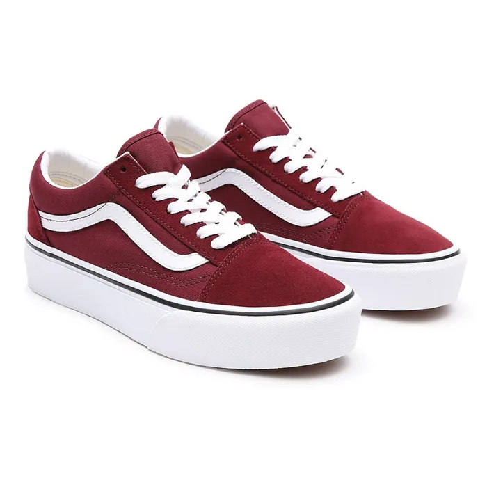 Vans Lowtop Shoes Women Platform Old Skool Shoes Red