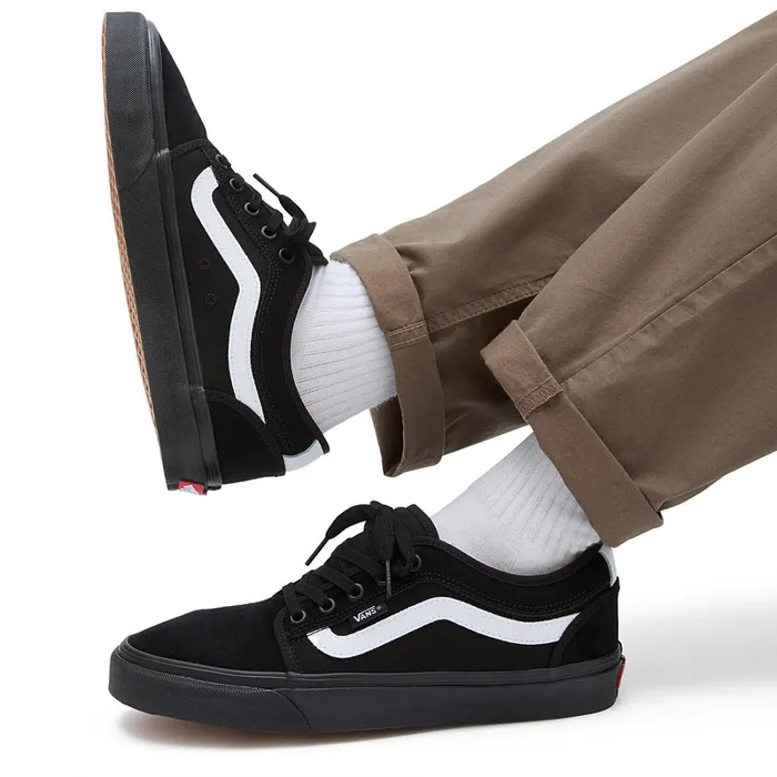 Vans Skate Shoes Men Chukka Low Sidestripe Shoes Black White