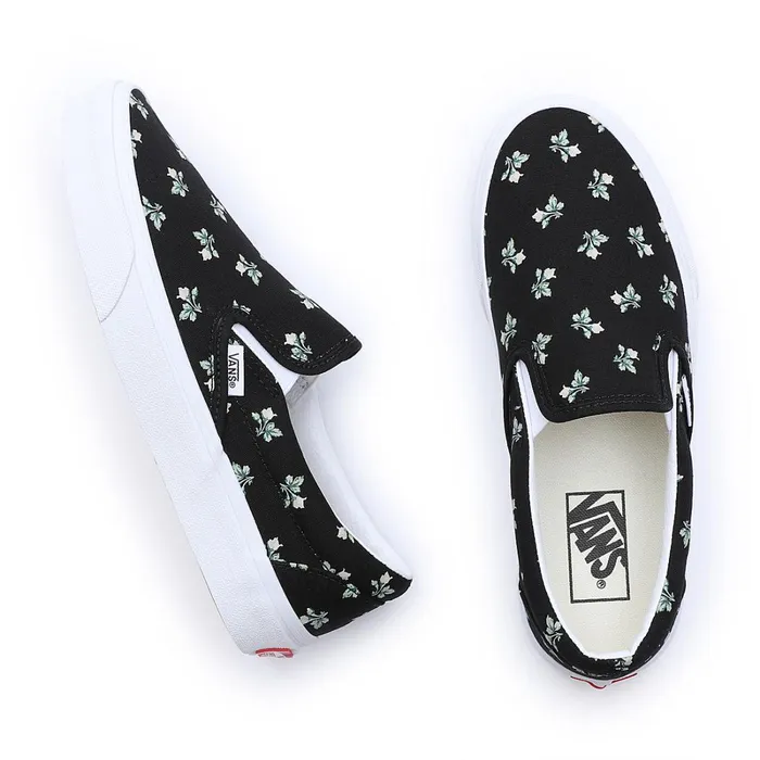 Vans Slipon Shoes Men Floral Classic SlipOn Shoes Black