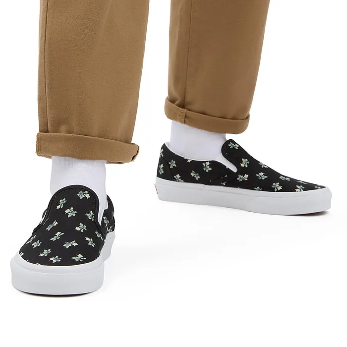 Vans Slipon Shoes Men Floral Classic SlipOn Shoes Black