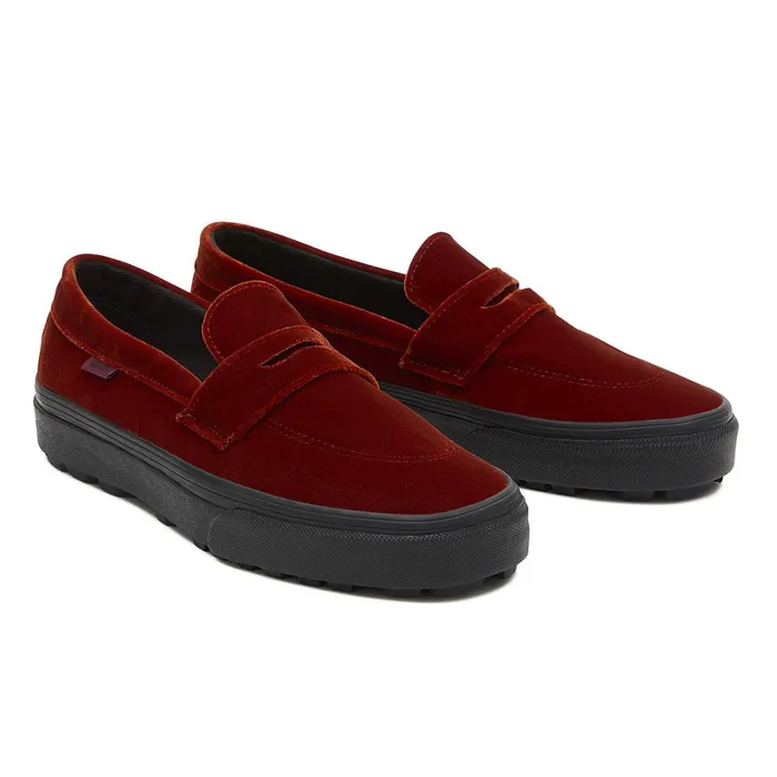 Vans Slipon Shoes Women Style 53 Velvet Shoes Red