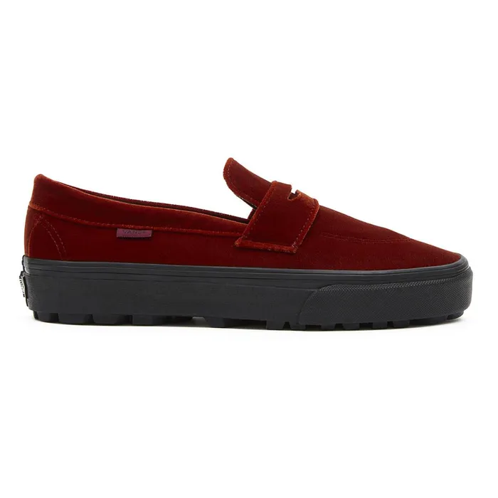 Vans Slipon Shoes Women Style 53 Velvet Shoes Red