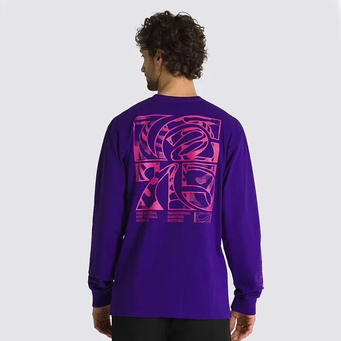 Vans Tshirts and Tanks Men Digital Demented Logo Long Sleeve TShirt Purple