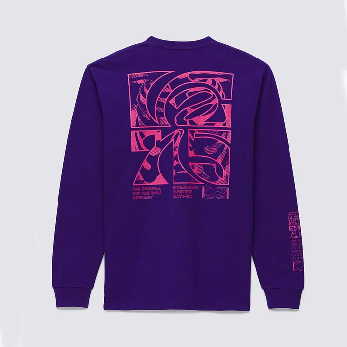 Vans Tshirts and Tanks Men Digital Demented Logo Long Sleeve TShirt Purple
