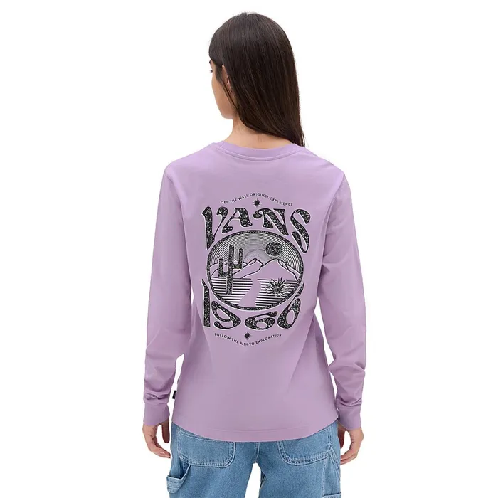 Vans Tshirts and Tops Women Path To Explore Long Sleeve Boyfriend Fit TShirt Purple