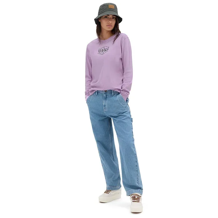 Vans Tshirts and Tops Women Path To Explore Long Sleeve Boyfriend Fit TShirt Purple