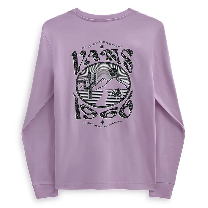 Vans Tshirts and Tops Women Path To Explore Long Sleeve Boyfriend Fit TShirt Purple