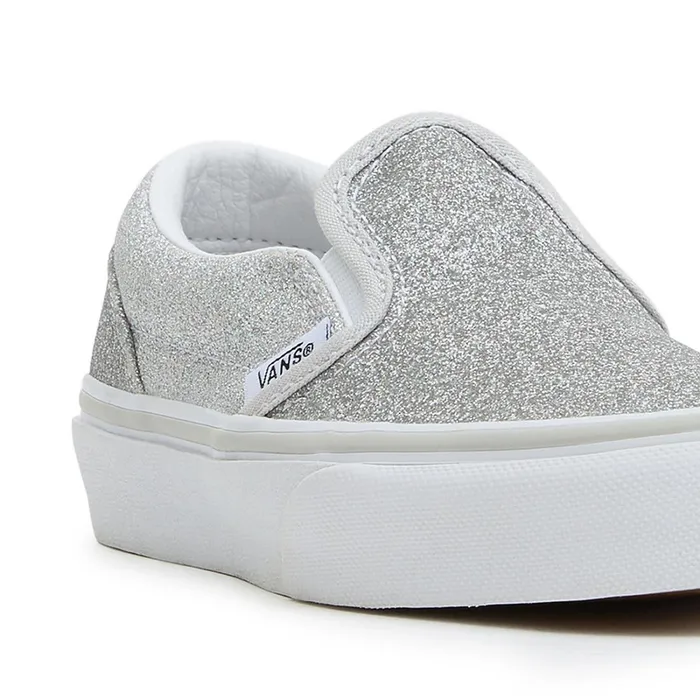 Vans View All Kids Classic SlipOn Glitter Shoes 48 Years Grey