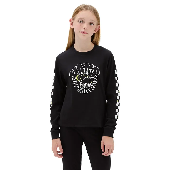 Vans View All Kids Girls Here Kitty Long Sleeve Shorty TShirt 814 Years Black