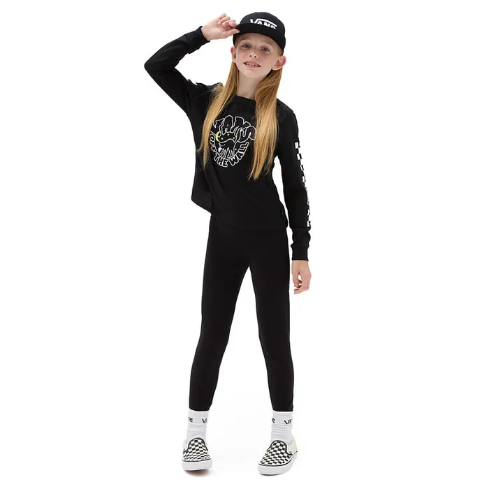 Vans View All Kids Girls Here Kitty Long Sleeve Shorty TShirt 814 Years Black