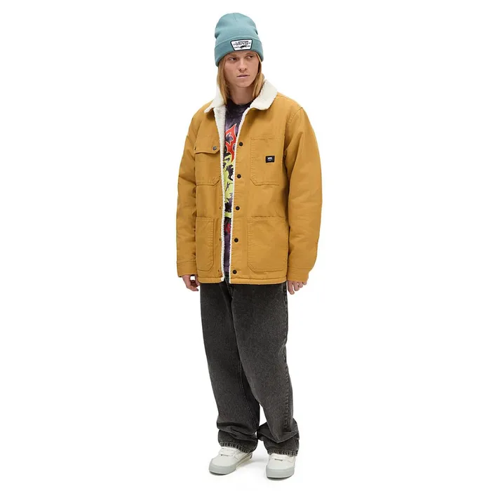 Vans View All Men Drill Chore Coat Sherpa Jacket Brown