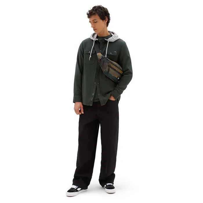 Vans View All Men Parkway Hooded Long Sleeve Flannel Shirt Green