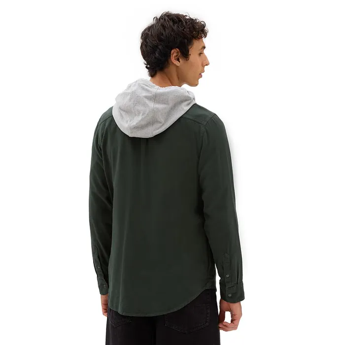 Vans View All Men Parkway Hooded Long Sleeve Flannel Shirt Green