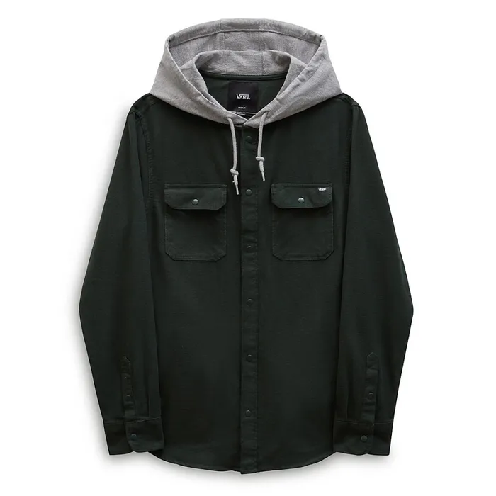 Vans View All Men Parkway Hooded Long Sleeve Flannel Shirt Green