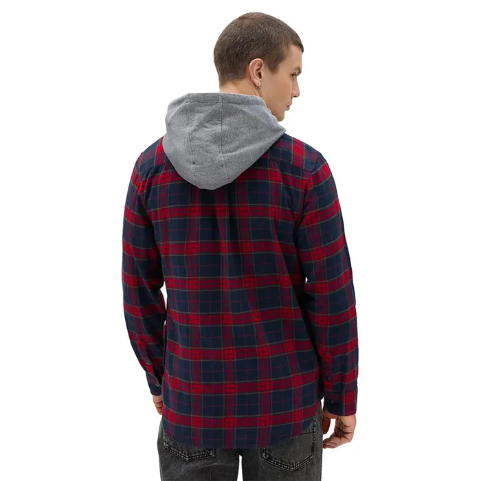 Vans View All Men Parkway Hooded Long Sleeve Shirt Blue Red