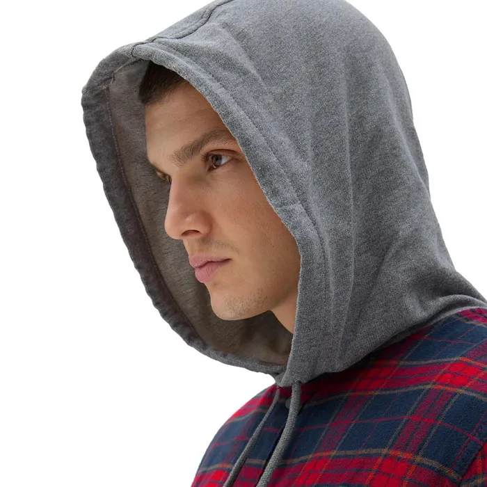 Vans View All Men Parkway Hooded Long Sleeve Shirt Blue Red