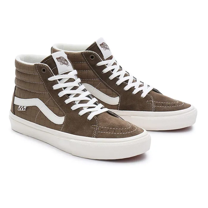 Vans View All Men Quilted Skate Sk8Hi Shoes Brown