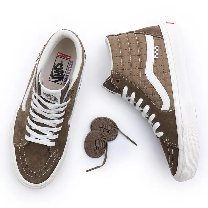 Vans View All Men Quilted Skate Sk8Hi Shoes Brown