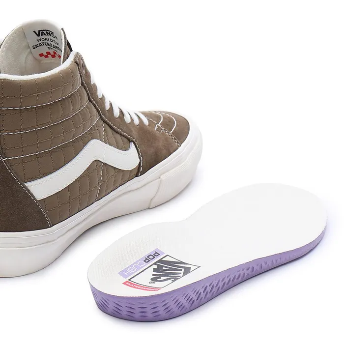 Vans View All Men Quilted Skate Sk8Hi Shoes Brown