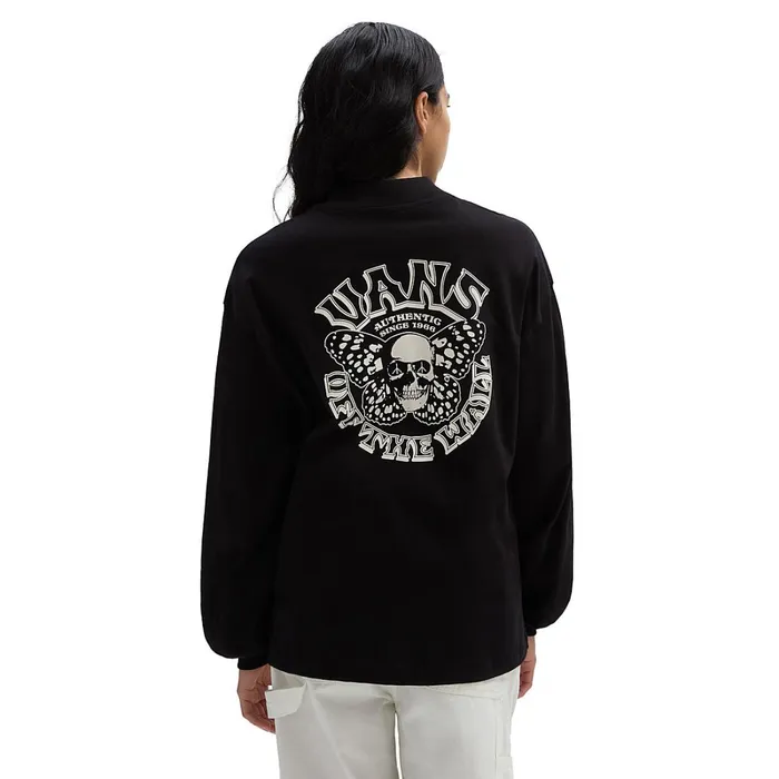 Vans View All Women SkullflyLong Sleeve Mock Neck Sweatshirt Black