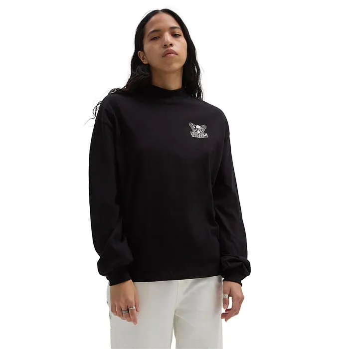 Vans View All Women SkullflyLong Sleeve Mock Neck Sweatshirt Black