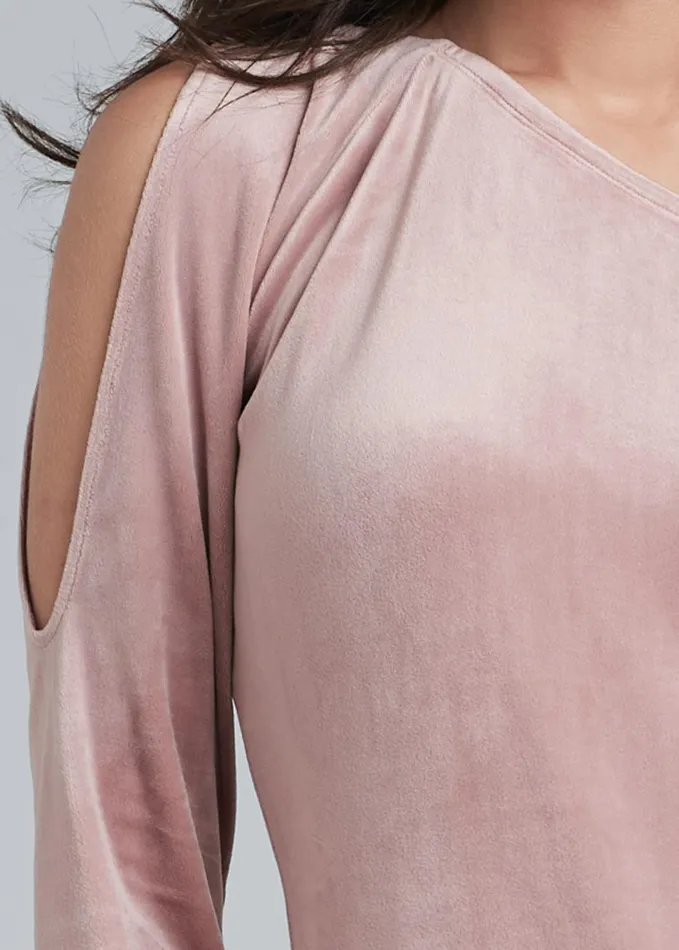 Velour OffShoulder Top Light Pink Women VENUS Tops