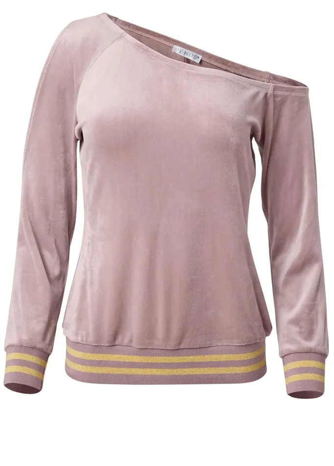Velour OffShoulder Top Light Pink Women VENUS Tops