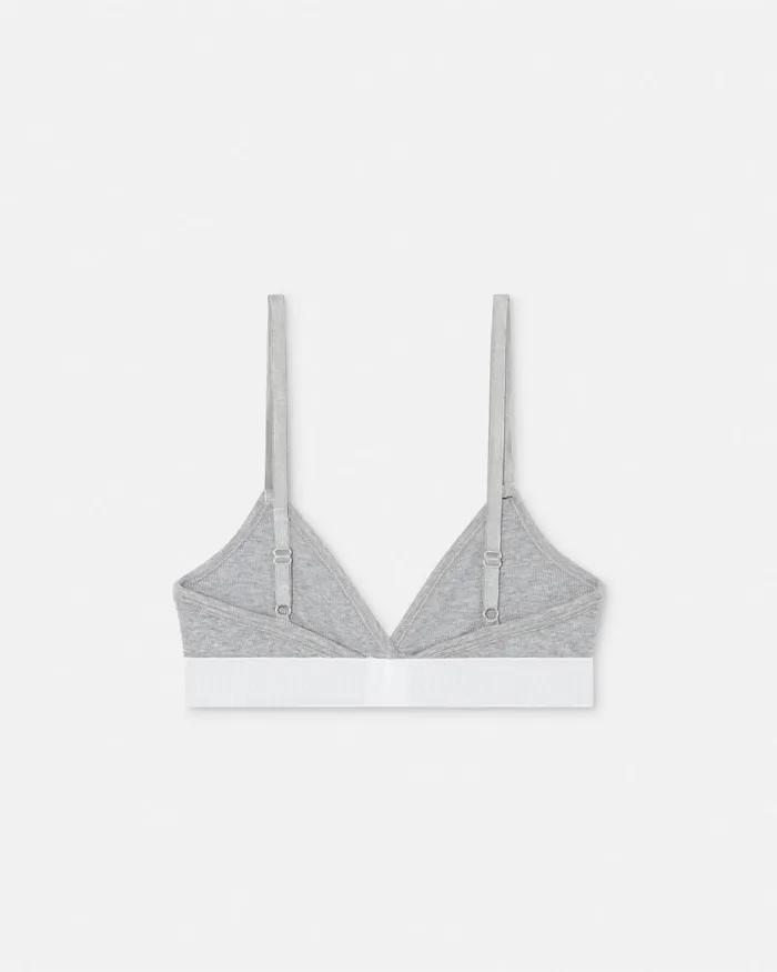 Versace 90s Vintage Logo Ribbed Bralette Gray Women Bras and Briefs