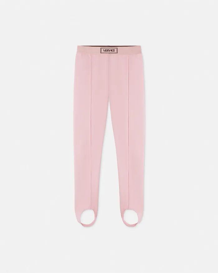 Versace 90s Vintage Logo Stirrup Leggings Light Pink Kids Pants and Skirts