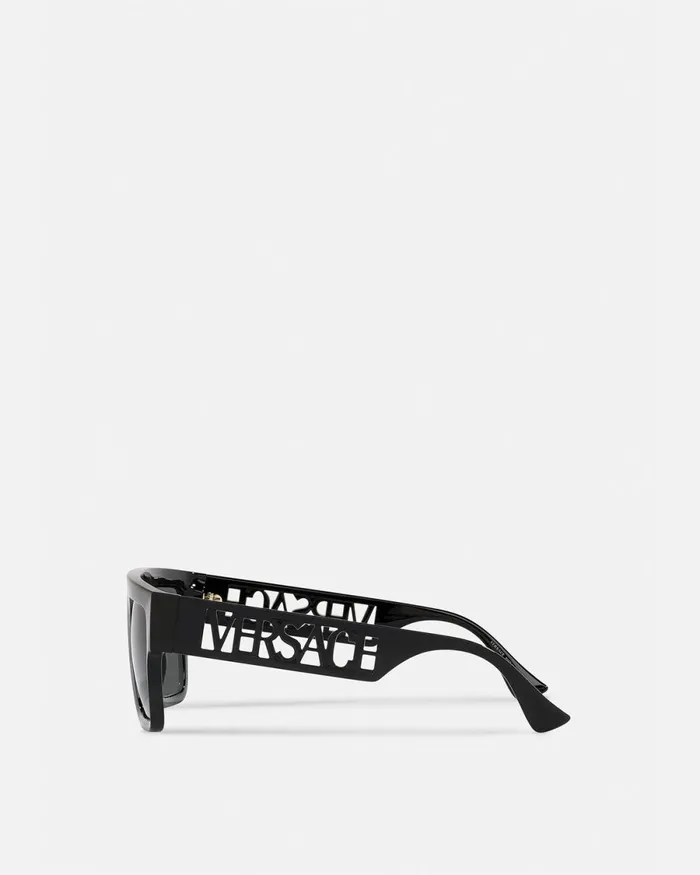 Versace 90s Vintage Logo Sunglasses Black WomenMen Sunglasses