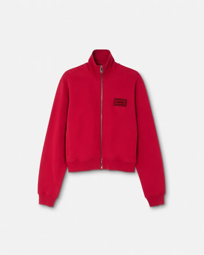 Versace 90s Vintage Logo Zip Sweatshirt Red Men Sweatshirts