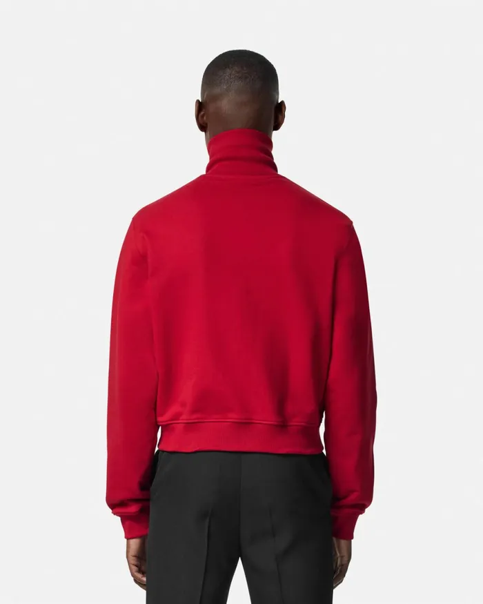 Versace 90s Vintage Logo Zip Sweatshirt Red Men Sweatshirts