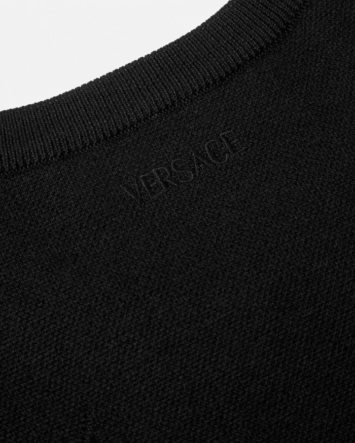 Versace Acanthus Leaves Merino WoolBlend Knit Sweater Black Men Knitwear
