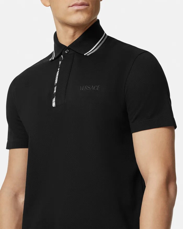 Versace Barocco Polo Shirt Black Men TShirts and Polos