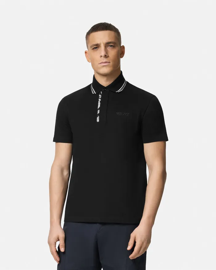 Versace Barocco Polo Shirt Black Men TShirts and Polos